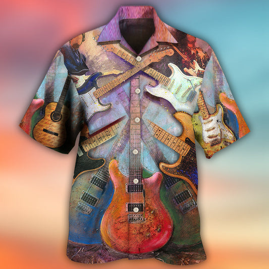 Guitar Abstract Colorful Lover Guitar Art Style - Hawaiian Shirt