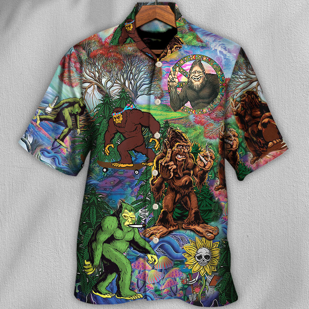 Hippie Bigfoot Peace Life Color Amazing - Unisex Hawaiian Shirt For Men and Women