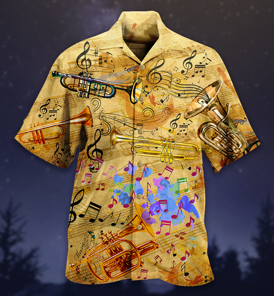 Trumpet Music Vintage Life Peace - Hawaiian Shirt