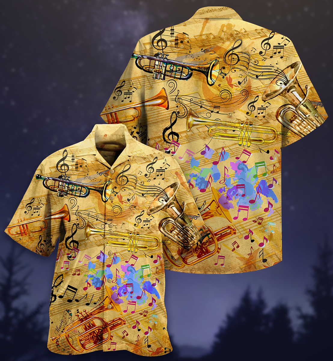 Trumpet Music Vintage Life Peace - Hawaiian Shirt