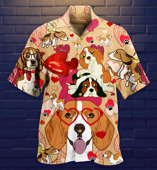 Beagle Dog And Valentine Love You - Hawaiian Shirt