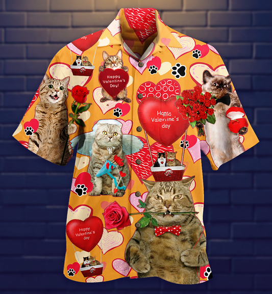 Cat Love You Forever Valentine - Hawaiian Shirt