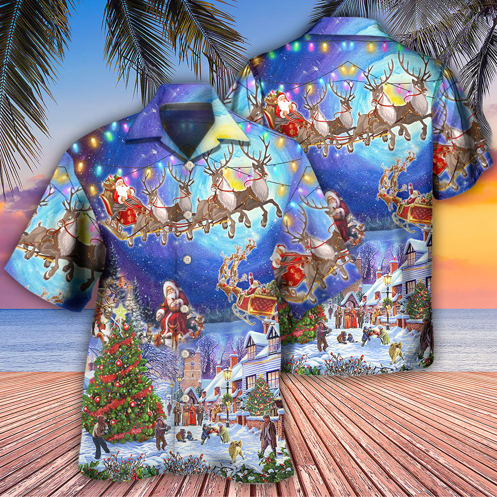 Christmas Santa Claus Snow Night Village - Hawaiian Shirt