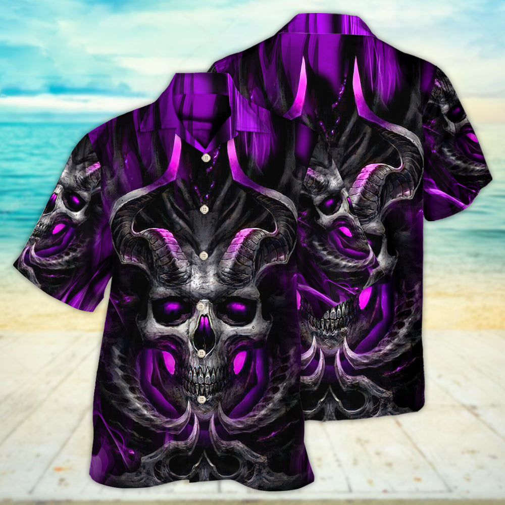 Skull Dark Purple Fire Lighting - Hawaiian Shirt