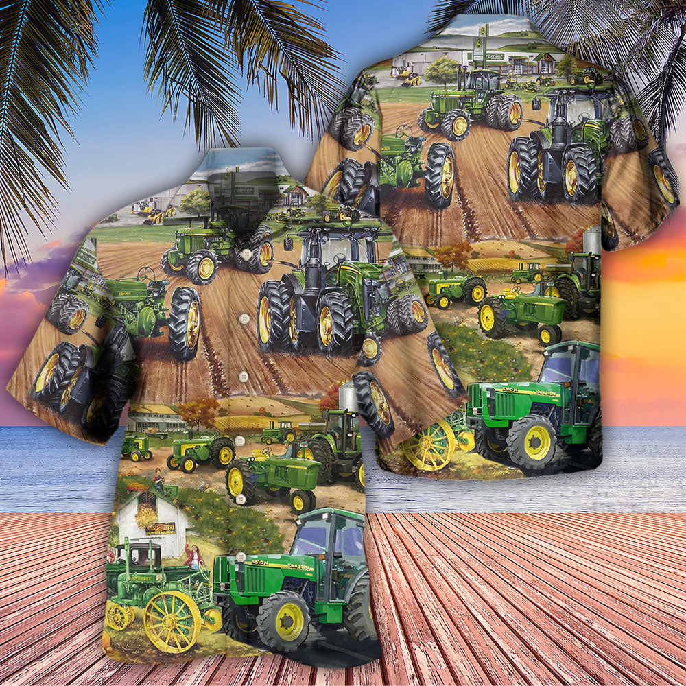 Tractor Green Tractor Working Farm - Hawaiian Shirt