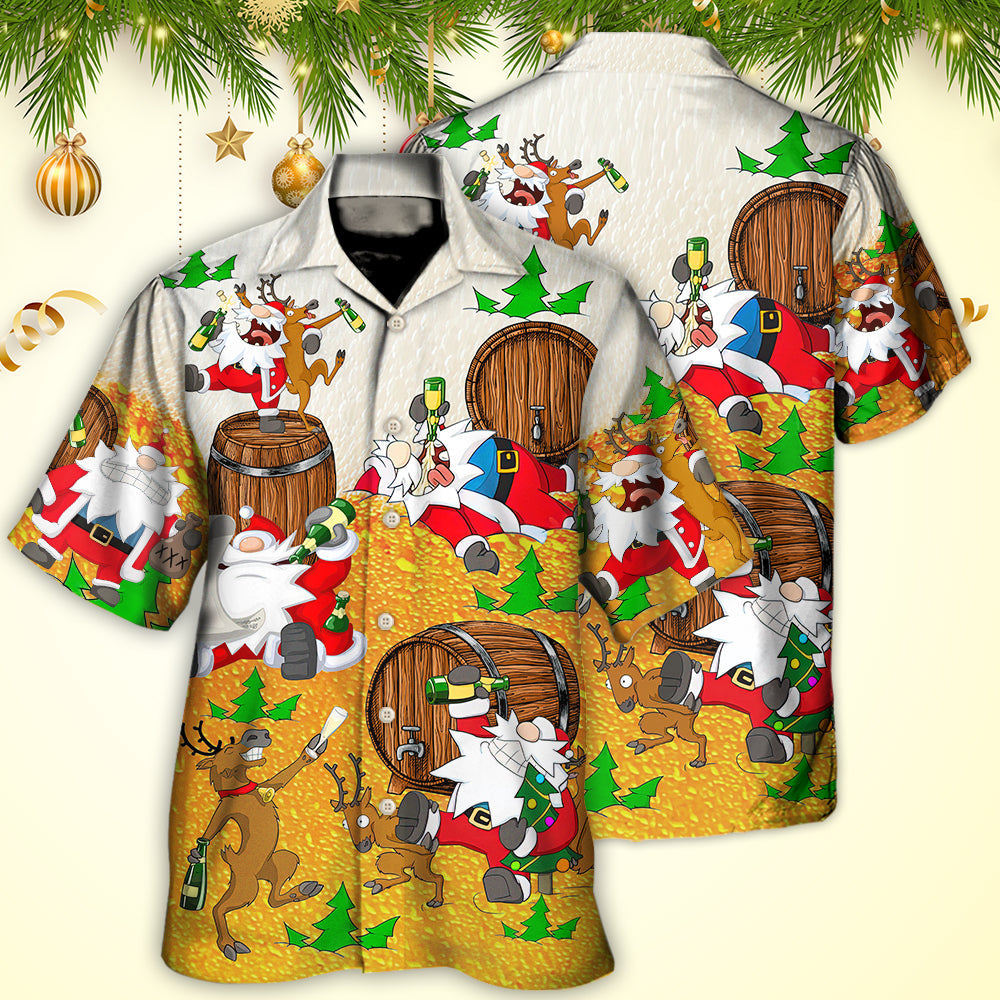 Christmas Santa Claus Drunk Beer Funny Happy Xmas - Hawaiian Shirt