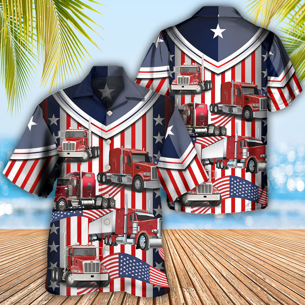 Truck USA Flag Trucker - Hawaiian Shirt