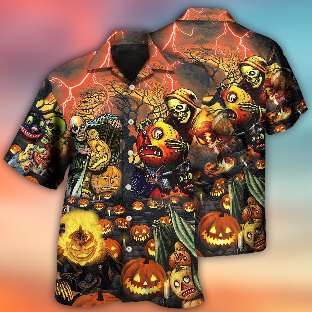 Halloween Skull Dark Pumpkin Scary - Hawaiian Shirt