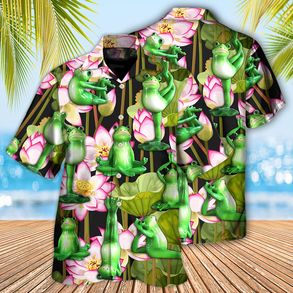 Yoga Frog And Lotus Tropical - Hawaiian Shirt