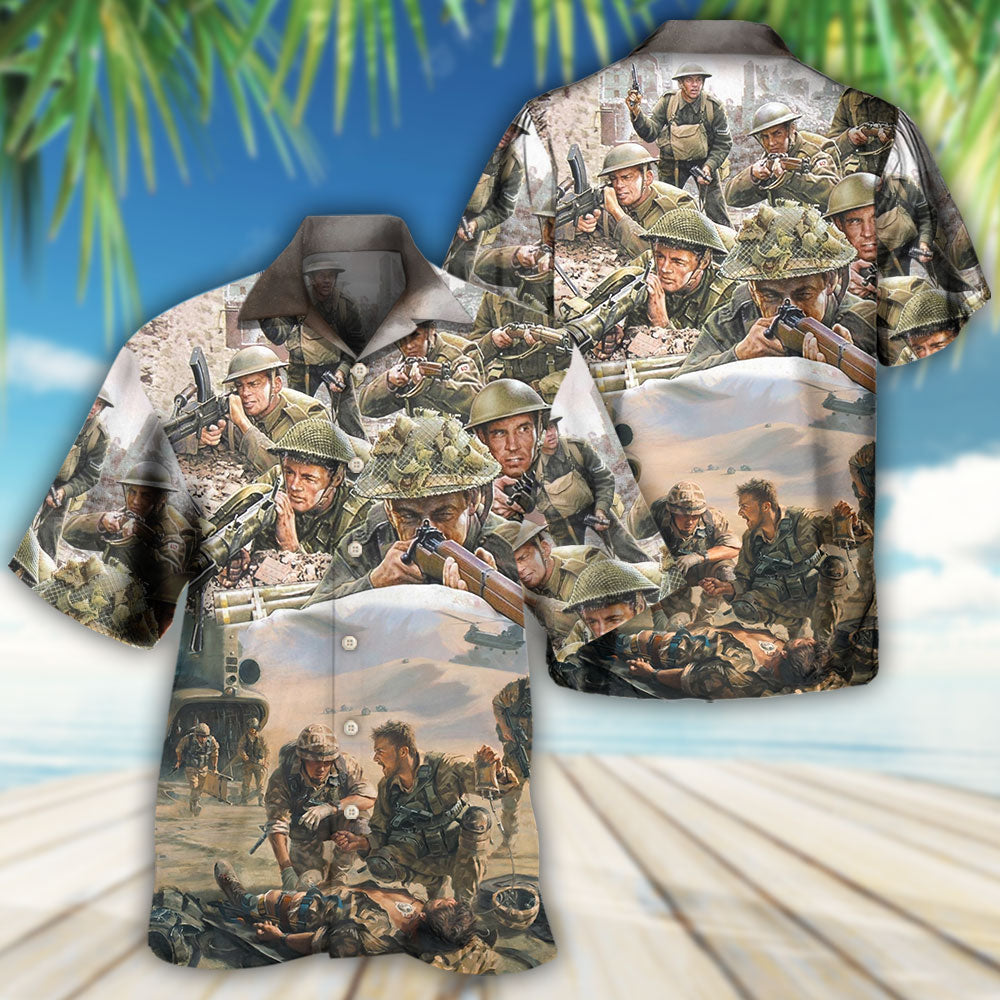 Veteran War Painting Fighting Together - Hawaiian Shirt