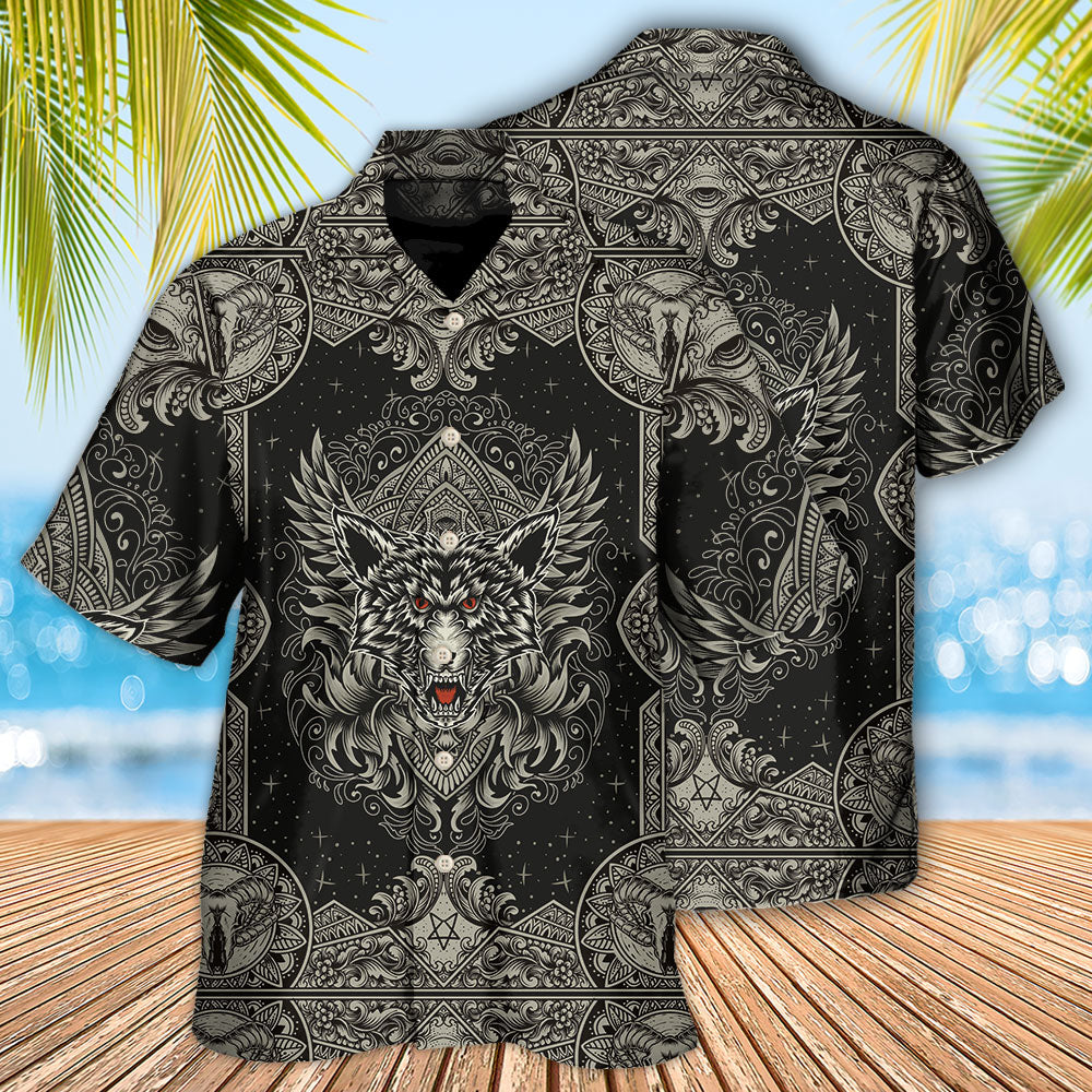 Wolf Art Line Darkness - Hawaiian Shirt