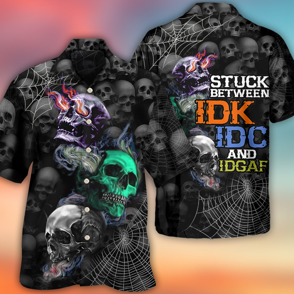 Skull Dark Colorful Burning - Hawaiian Shirt