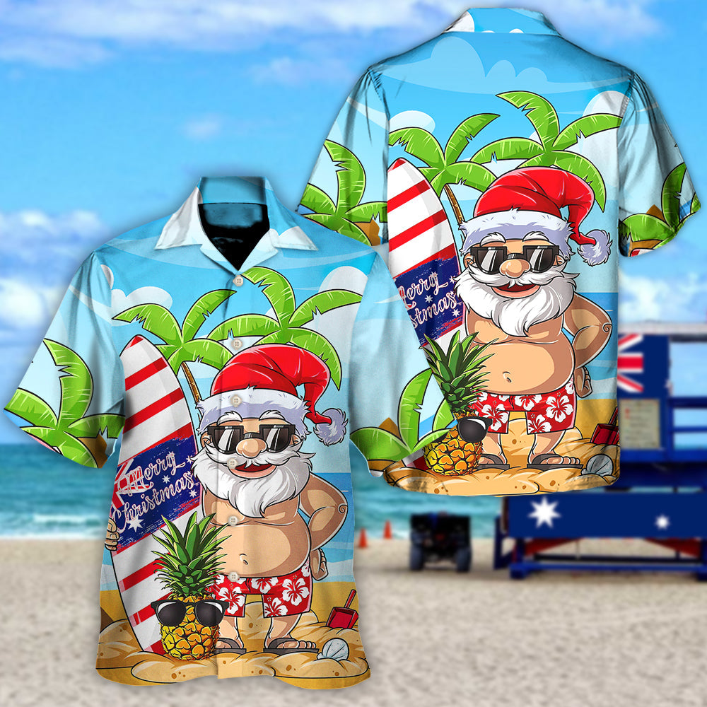 Christmas In July Santa Let's Surf Summer Vibe - Unisex Hawaiian Shirt For Men and Women