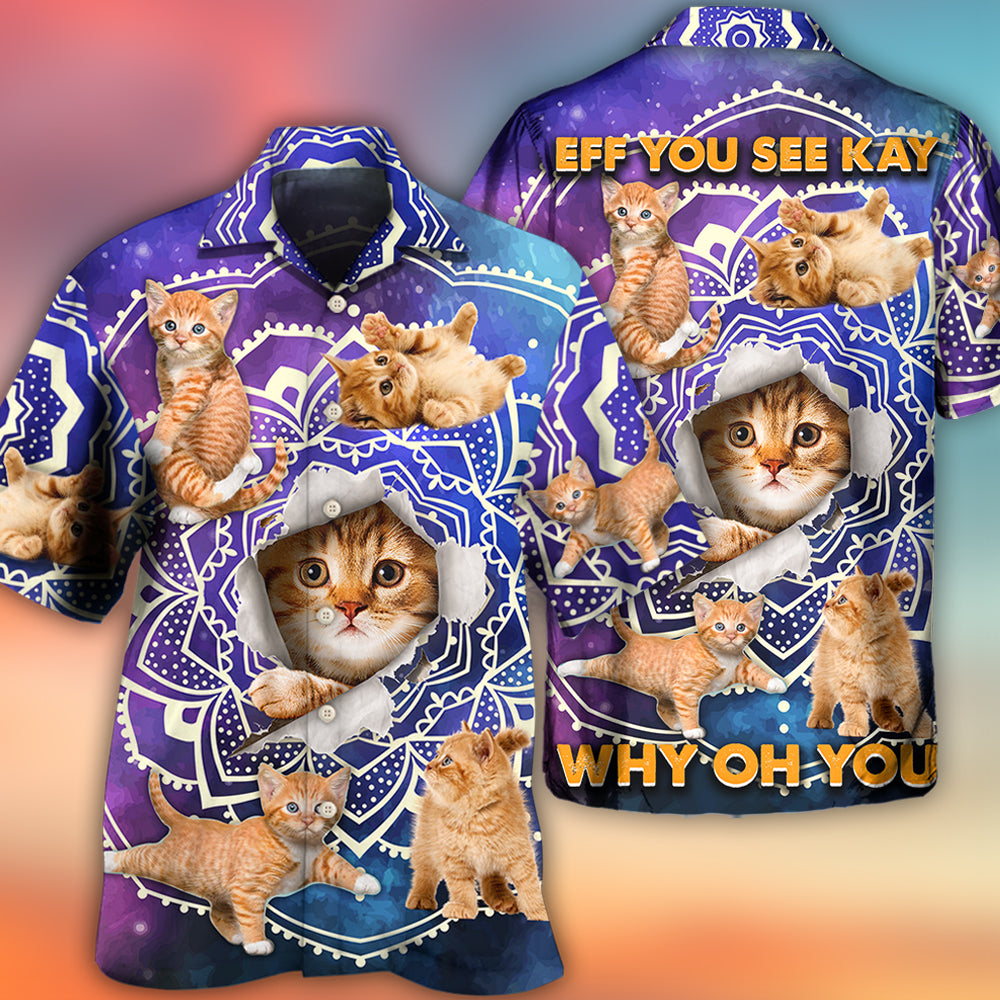 Cat Tabby Cat Yoga Galaxy Yoga Pose Funny - Hawaiian Shirt