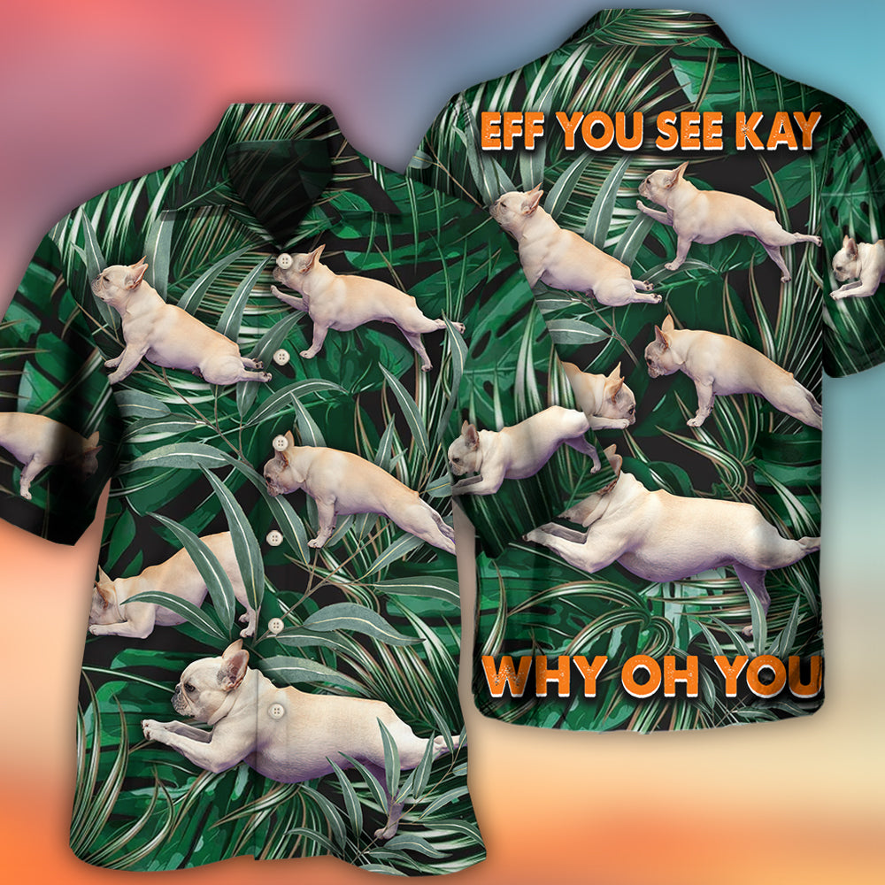 Bulldog Yoga Pose Tropical - Hawaiian Shirt