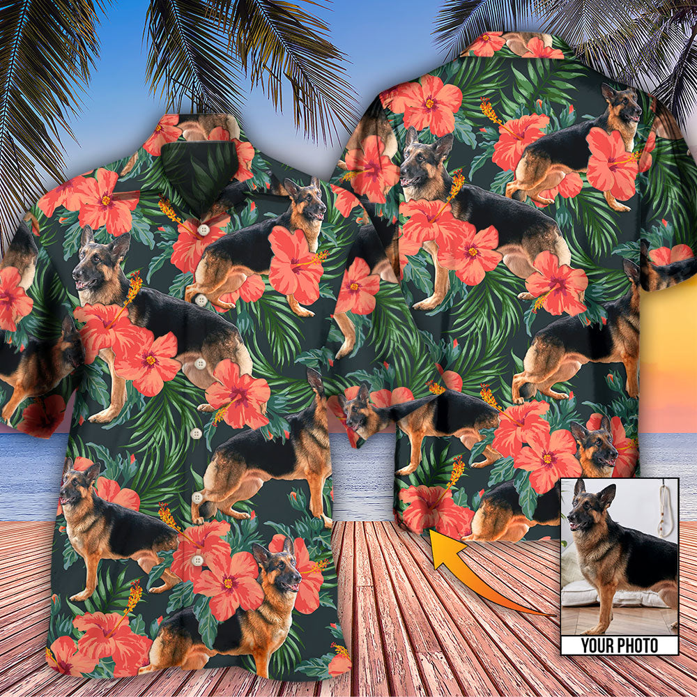 German Shepherd Tropical Custom Photo - Hawaiian Shirt