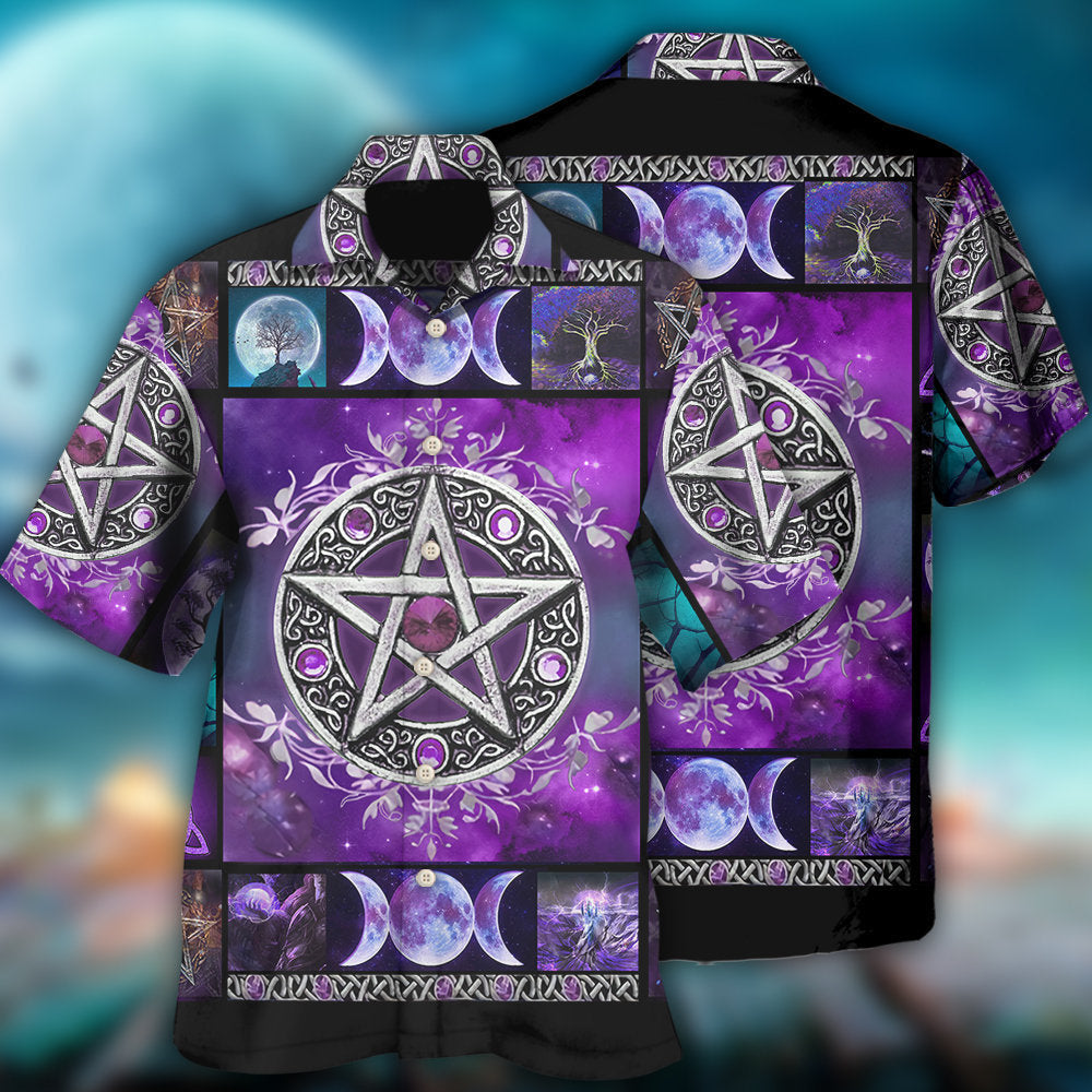 Wicca Witch Vibes Purple Pentagra - Hawaiian Shirt