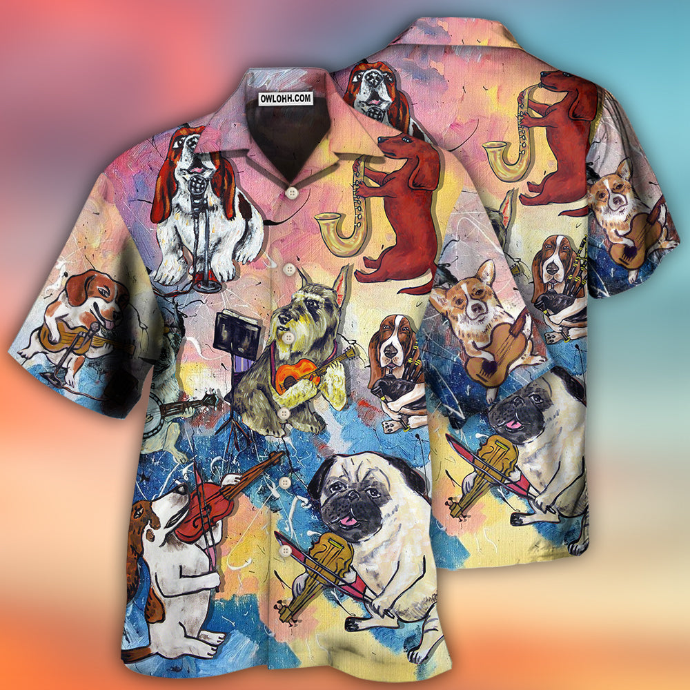 Dog Lover Funny Music Art Style - Hawaiian Shirt