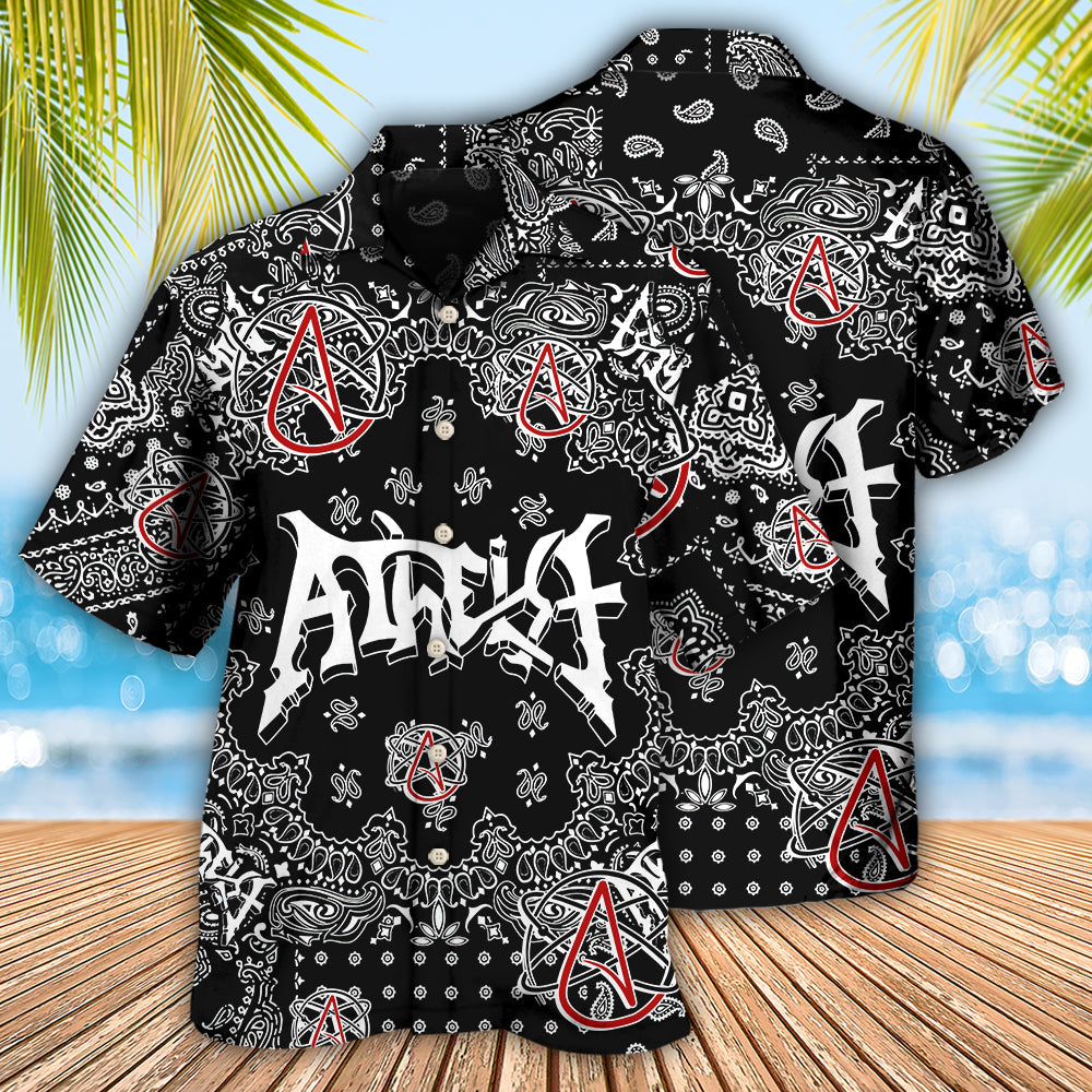 Atheist Black And White Paisley Pattern - Hawaiian Shirt