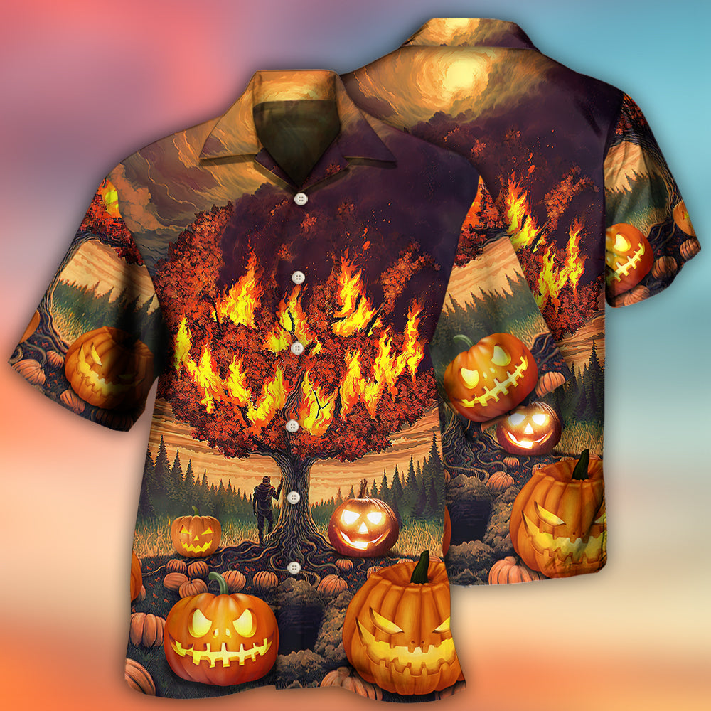 Halloween Pumpkin Burning Crazy Style - Hawaiian Shirt