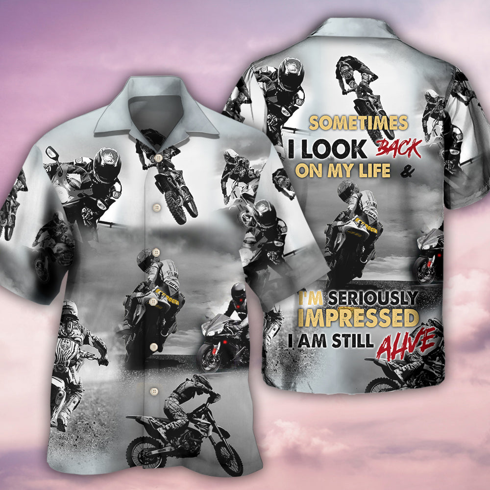 Motorcycle Sometimes I Look Back - Hawaiian Shirt