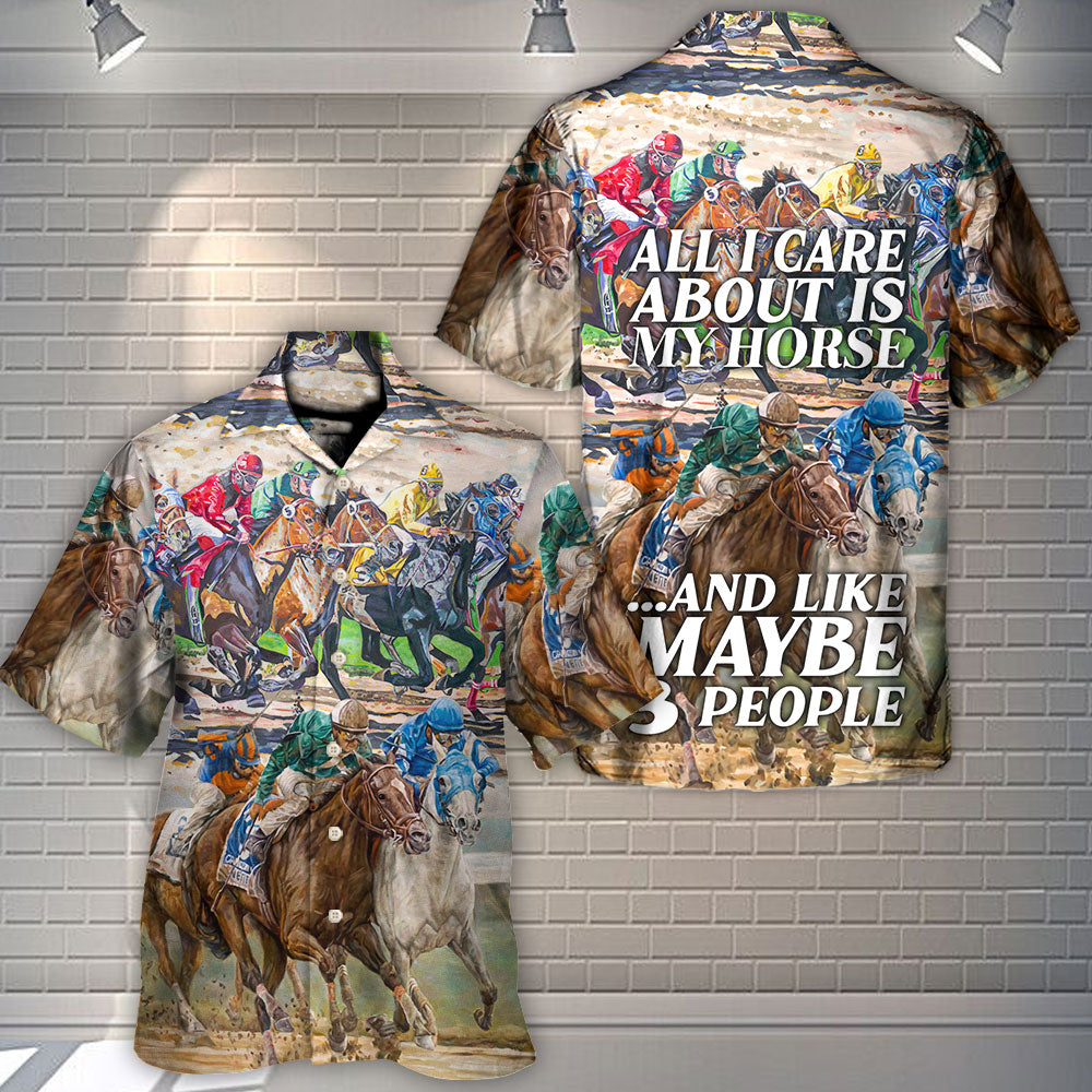 Montar a Caballo Todo lo que me Importa es mi Caballo y Quizás 3 Personas Estilo Asombroso - Camisa Hawaiana Unisex para Hombres y Mujeres