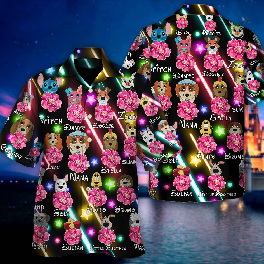 Dog Of DN Funny Dog Flower Neon Style Lovers Dog - Unisex Hawaiian Shirt For Men and Women