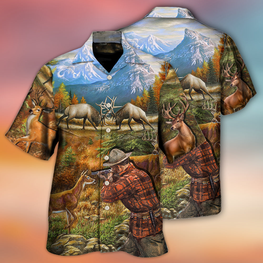 Hunting Deer Cool Art Style - Hawaiian Shirt