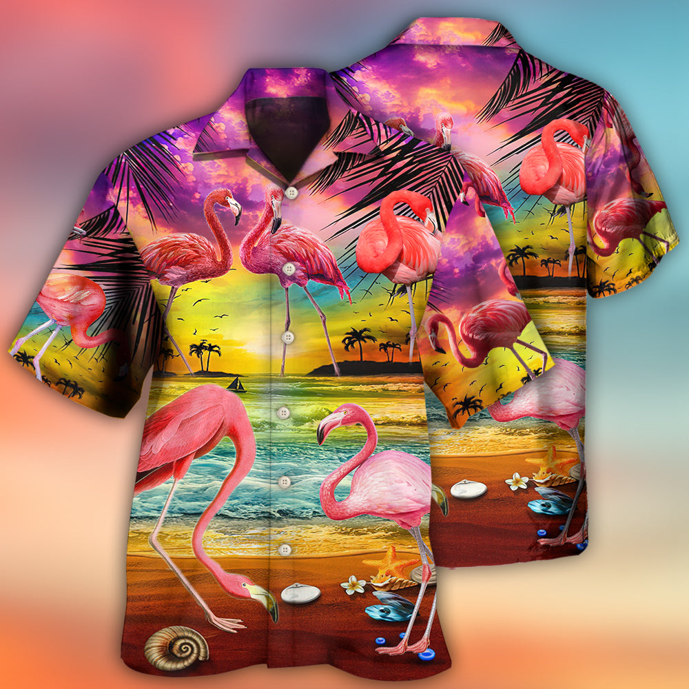 Flamingo In The Paradise Summer Cool Style - Hawaiian Shirt