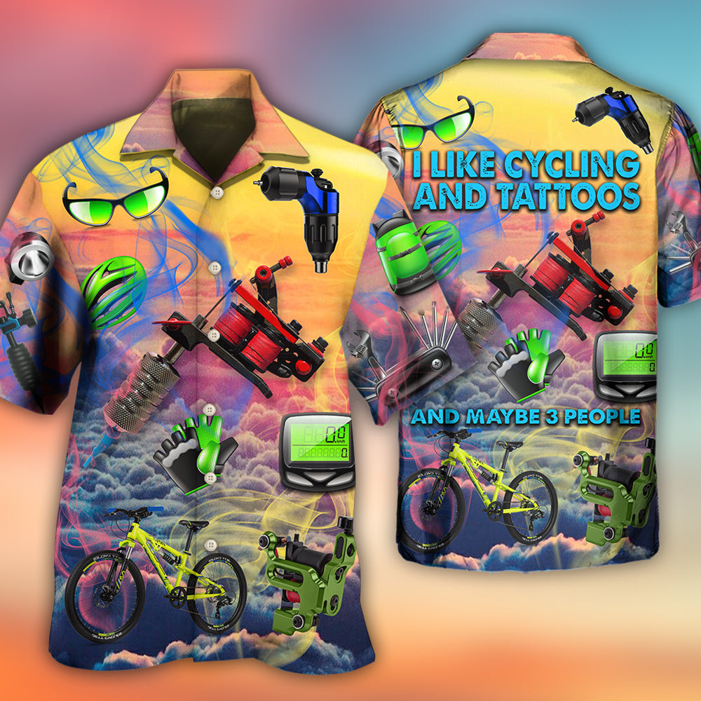 Cycling And Tatoo Lover Dream Sky - Hawaiian Shirt