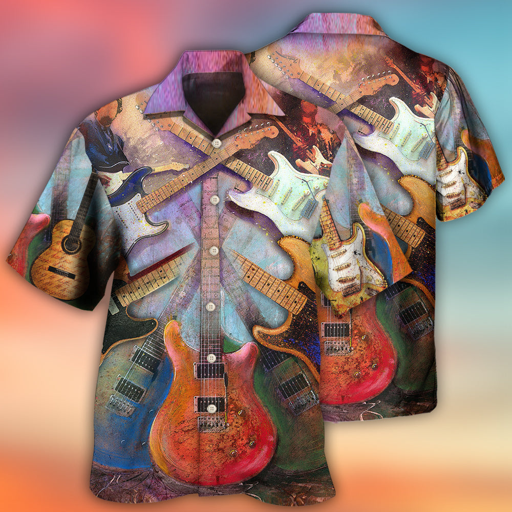 Guitar Abstract Colorful Lover Guitar Art Style - Hawaiian Shirt