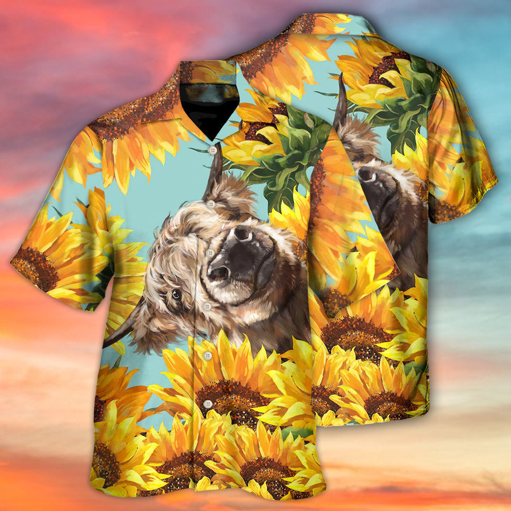 Cow Happy Life With Sunflower - Hawaiian Shirt