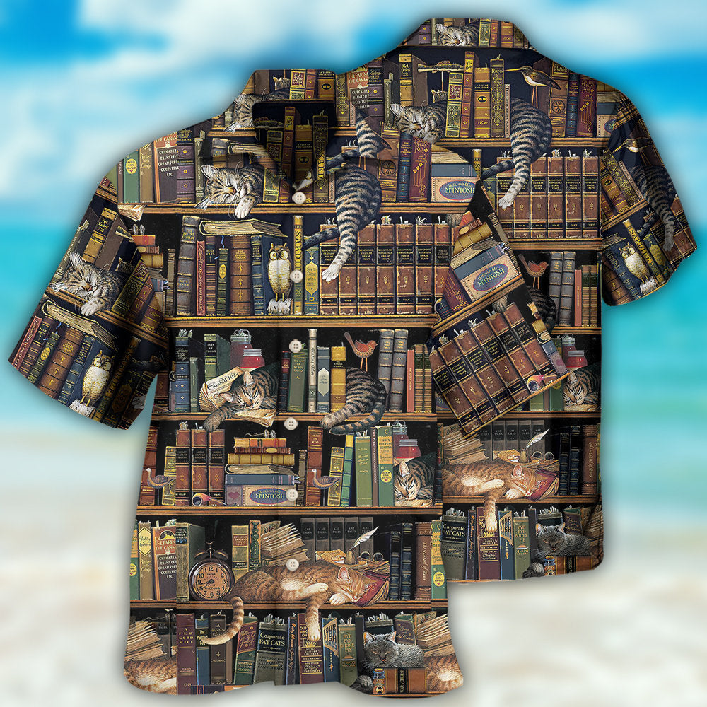 Book And Cat Vintage - Hawaiian Shirt