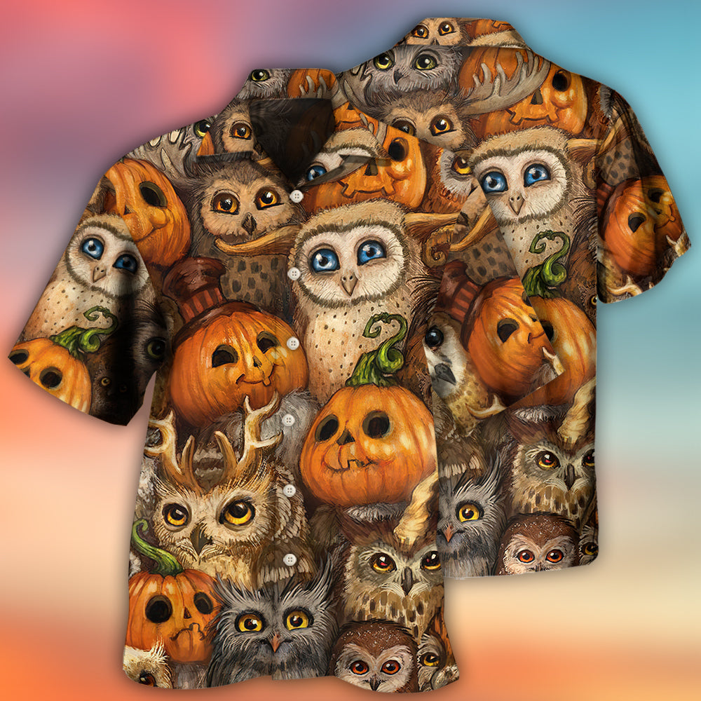 Halloween Owl Pumpkin Pattern - Hawaiian Shirt