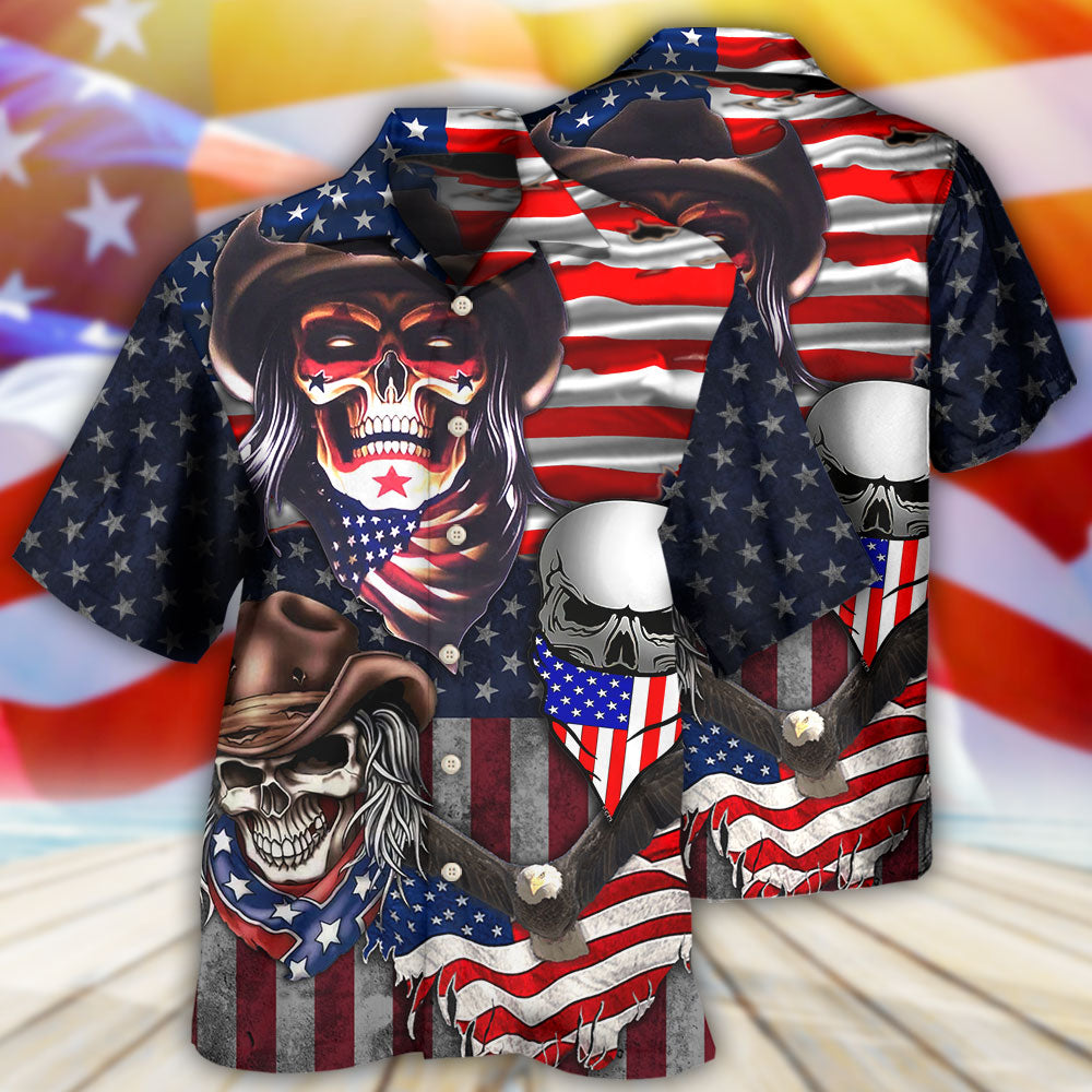 Skull Independence Day Cowboy Skull US - Hawaiian Shirt