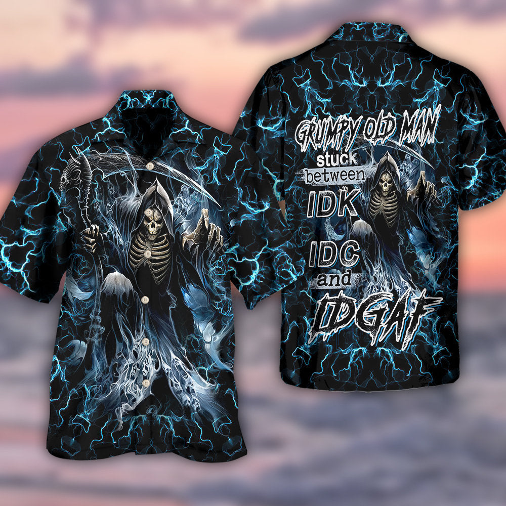 Skull Grumpy Old Man Stuck - Hawaiian Shirt