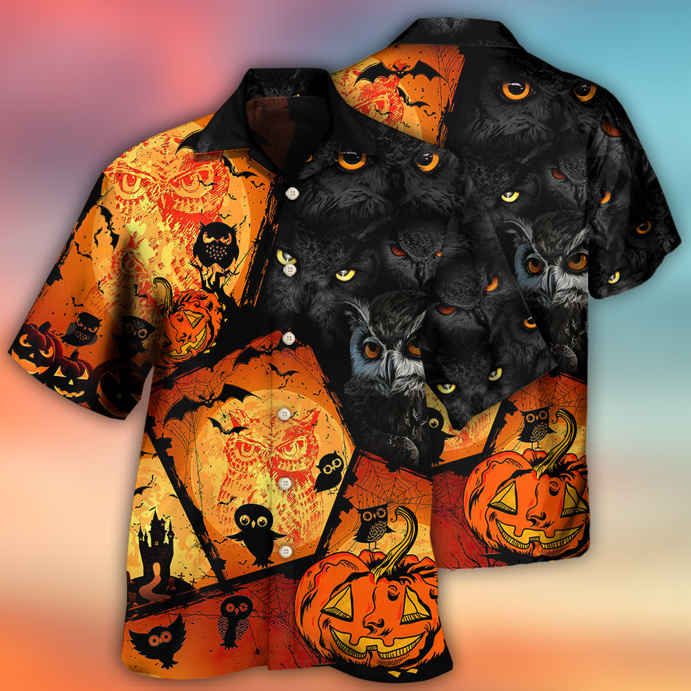 Halloween Owl Pumpkin Scary - Hawaiian Shirt