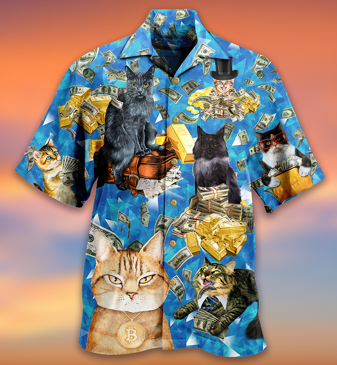 Cat Love Money Cool - Hawaiian Shirt