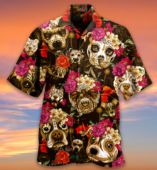 Dog Beautiful Rose Flowers - Hawaiian Shirt