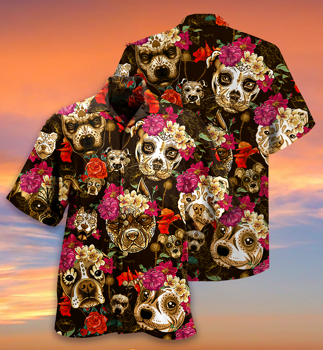 Dog Beautiful Rose Flowers - Hawaiian Shirt