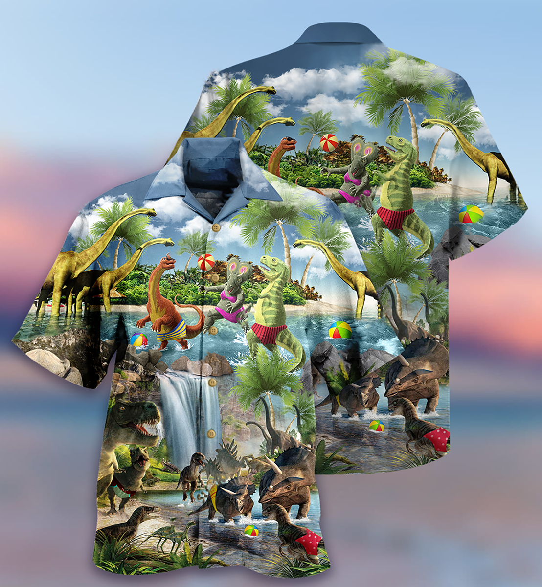 Dinosaur Love Swimming Love Beach Love Summer - Hawaiian Shirt