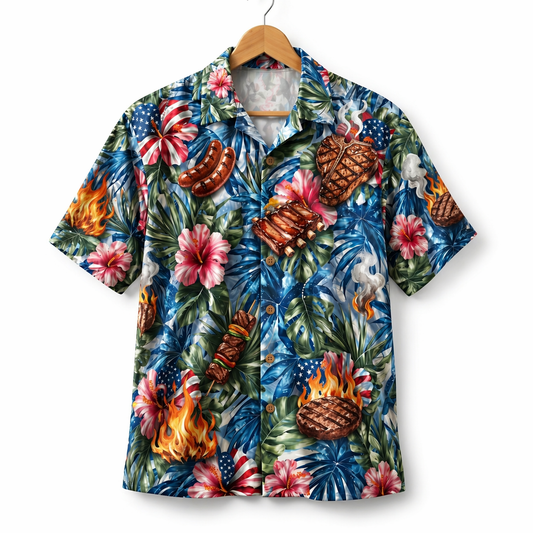 BBQ Food Lover America 4th July 250 Years Anniversary Premium Unisex Hawaiian Shirt For Men and Women