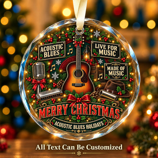 Acoustic Blues Personalized Glass Ornament | 5To9Vibe