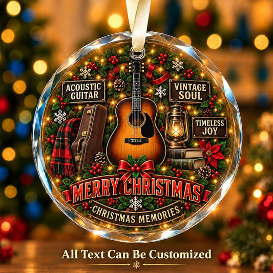 Acoustic Guitar Personalized Glass Ornament | 5To9Vibe