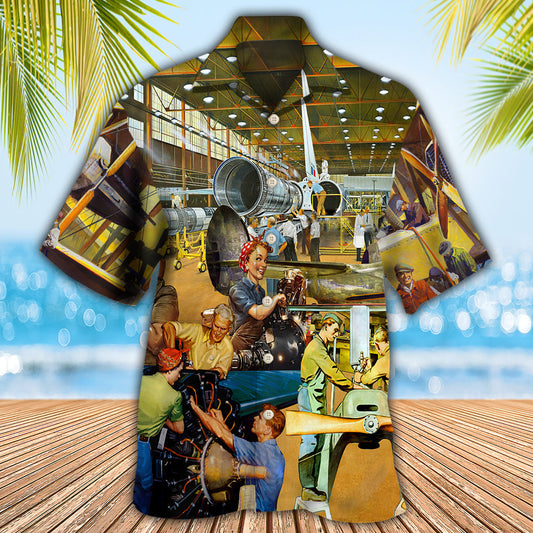 Aircraft Mechanic Style - Hawaiian Shirt