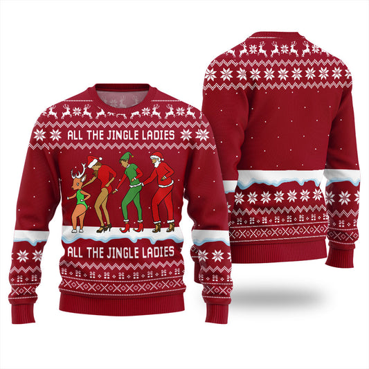 All The Jingle Ladies Santa Squad Ugly Xmas Sweater