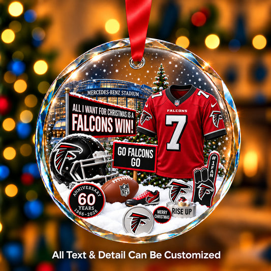 Atlanta Falcons Jersey Snow Globe Glass Ornament