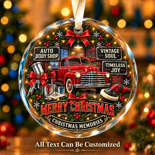 Auto Body Shop Personalized Glass Ornament | 5To9Vibe