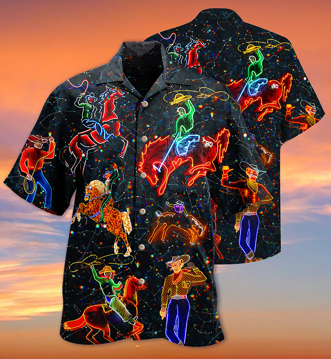 Cowboy Neon Love Life Love Cool - Hawaiian Shirt