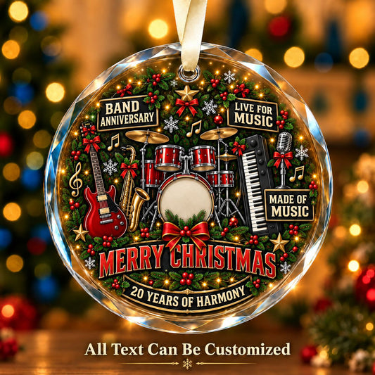 Band Anniversary Personalized Glass Ornament | 5To9Vibe